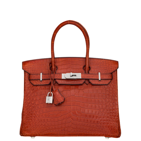 Hermès Matte Rouge H Porosus Croc Birkin 30 18K White Gold & Diamond Hermès Matte Rouge H Porosus Croc Birkin 30 18K White Gold & Diamond