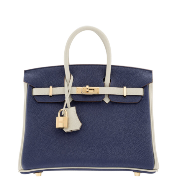 Hermès Horseshoe 25cm Bleu Saphir and Gris Perle Togo Birkin Hermès Horseshoe 25cm Bleu Saphir and Gris Perle Togo Birkin